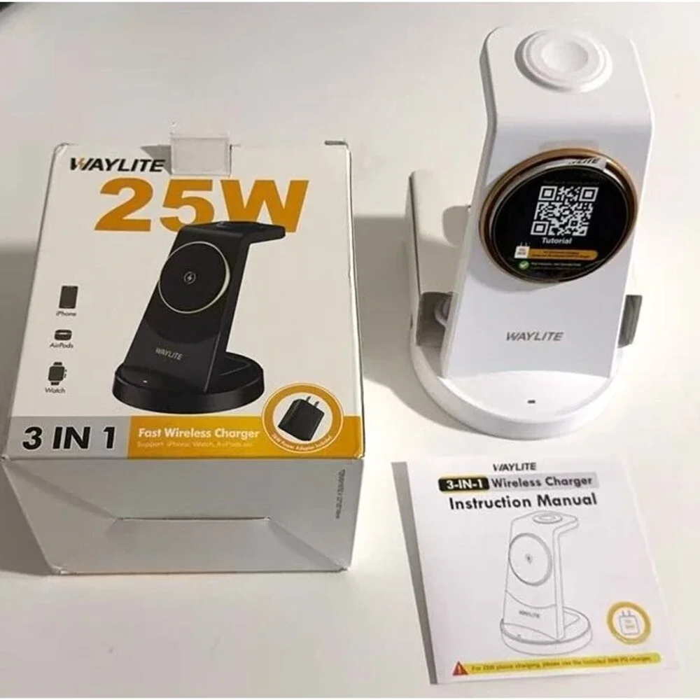 3 in 1 Fast Charging Station for iPhone, 25W Wireless Magnetic Phone Charger